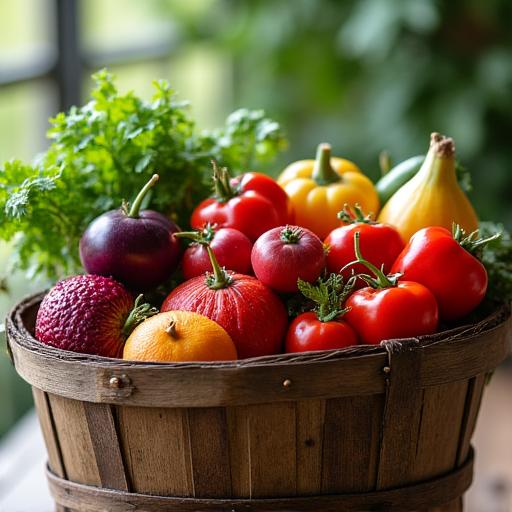 彩り豊かな有機野菜のバスケット
